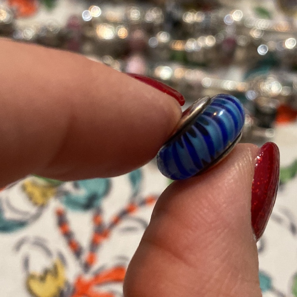 Blue Striped Murano glass Pandora charm